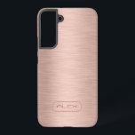 Metallic roos-gouden textuur, aangepaste monogram samsung galaxy hoesje<br><div class="desc">Eenvoudige roos-gouden textuur met aanpasbaar monogram.</div>