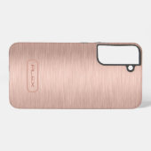 Metallic roos-gouden textuur, aangepaste monogram samsung galaxy hoesje (Achterkant horizontaal)