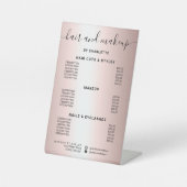 Metallic roos goudmaffiapsalon prijs reclamebord met voetstuk (Voorkant)