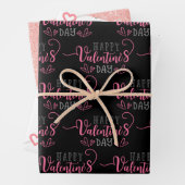 Metallic Roos Sparkle Glitter Happy Valentines Day Inpakpapier Vel (In situ)