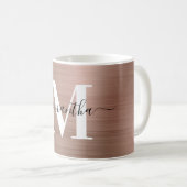 Metallic Rose Gold Signature Monogram Koffiemok (Voorkant rechts)
