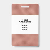 Metallic Rose Goud QR Code Conferentie Evenement Badge (Achterkant)