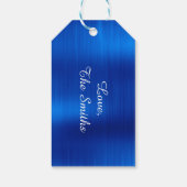 Metallic Royal Blue Gelukkige Verjaardag Cadeaulabel (Achterkant)