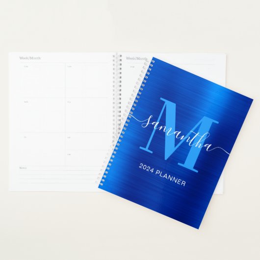 Metallic Royal Blue handtekening Monogram Planner (Display)