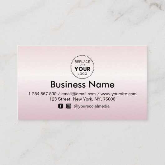 Metallic roze afbeelding gradiënt hart Logo schoon Klantenkaartje (Achterkant)