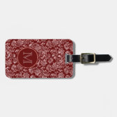 Metallic roze Damascus Bourgogne Monogram Bagagelabel (Voorkant horizontaal)