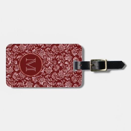 Metallic roze Damascus Bourgogne Monogram Bagagelabel (Voorkant horizontaal)