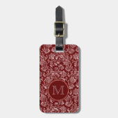 Metallic roze Damascus Bourgogne Monogram Bagagelabel (Voorkant verticaal)