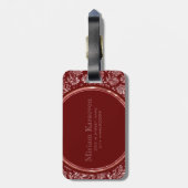 Metallic roze Damascus Bourgogne Monogram Bagagelabel (Achterkant verticaal)