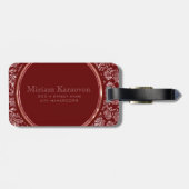 Metallic roze Damascus Bourgogne Monogram Bagagelabel (Achterkant horizontaal)