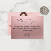 metallic roze dank u afstuderen foto notitiekaartje (Voorkant / Achterkant in situ)