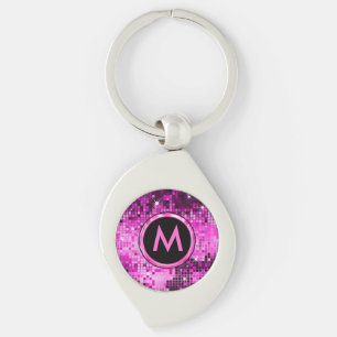 Metallic roze disco Glitter Sleutelhanger
