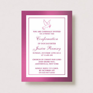 Metallic roze dove Heilige Communie of Bevestiging Kaart