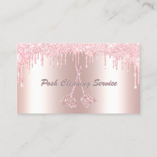 Metallic roze druppels voor het reinigen van afval visitekaartje (Achterkant)