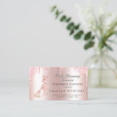 Metallic roze druppels voor het reinigen van afval visitekaartje (Staand voorkant)