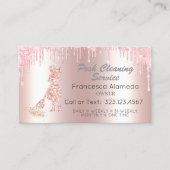 Metallic roze druppels voor het reinigen van afval visitekaartje (Voorkant)