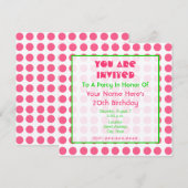 Metallic roze en Green Birthday Party Kaart (Voorkant / Achterkant)