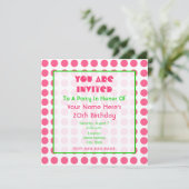 Metallic roze en Green Birthday Party Kaart (Staand voorkant)