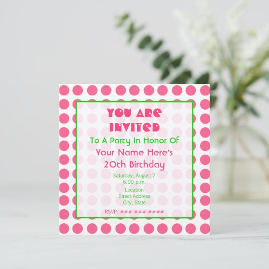 Metallic roze en Green Birthday Party Kaart (Staand voorkant)