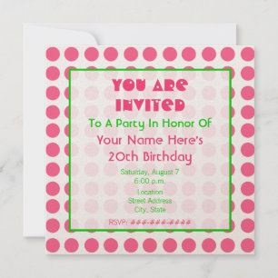 Metallic roze en Green Birthday Party Kaart