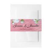 Metallic roze en White Roses Wedding Uitnodigingen Wikkel (Voorkant Voorbeeld)