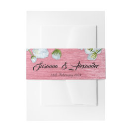 Metallic roze en White Roses Wedding Uitnodigingen Wikkel