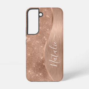 Metallic Roze Goud Glitter Persoonlijk Samsung Galaxy Hoesje