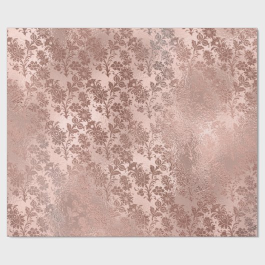 Metallic Roze Goud Poeder Bruids Blush Bloemen Cadeaupapier (Vlak)