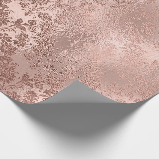 Metallic Roze Goud Poeder Bruids Blush Bloemen Cadeaupapier (Hoek)