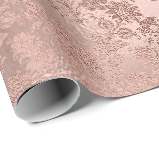 Metallic Roze Goud Poeder Bruids Blush Bloemen Cadeaupapier (Rol Hoek)