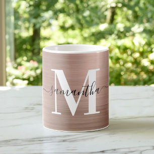 Metallic Roze Goud Signature Monogram Koffiemok
