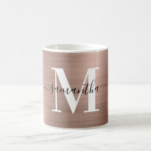 Metallic Roze Goud Signature Monogram Koffiemok