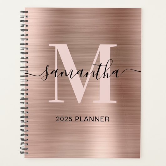 Metallic Roze Goud Signature Monogram Planner (Voorkant)