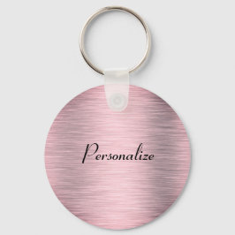 Metallic roze goudkleurige ronde sticker sleutelhanger