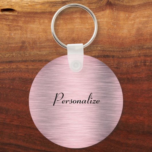 Metallic roze goudkleurige ronde sticker sleutelhanger (Voorkant)