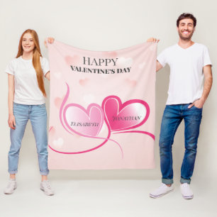 Metallic roze harten fleece deken