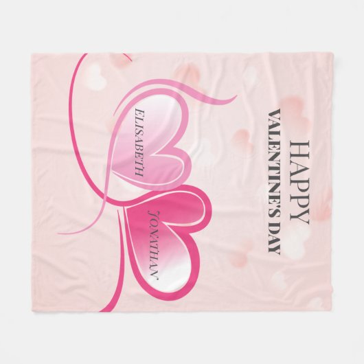 Metallic roze harten fleece deken (Voorkant (Horizontaal))