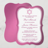 Metallic roze joodse ster van David Bat Mitzvah Kaart (Voorkant / Achterkant)