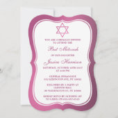 Metallic roze joodse ster van David Bat Mitzvah Kaart (Voorkant)