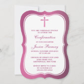 Metallic roze kruis Heilige Communie of Bevestigin Kaart (Voorkant)