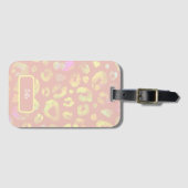 Metallic roze luipaard patroon bagagelabel (Voorkant (horizontaal))
