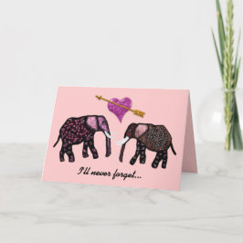 Metallic Roze Olifanten Valentijn Kaarten