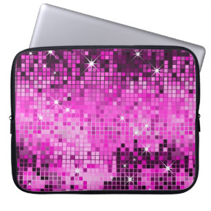 Metallic roze reeksen bekijken Disco Mirrors Bling Laptop Sleeve