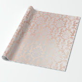 Metallic roze Rose Gold Blush Grey Silver Damask Cadeaupapier (Uitgerold)