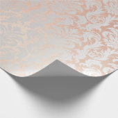 Metallic roze Rose Gold Blush Grey Silver Damask Cadeaupapier (Hoek)