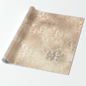 Metallic roze Rose Gold Blush Royal Blush Damask Cadeaupapier (Uitgerold)