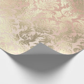 Metallic roze Rose Gold Blush Royal Blush Damask Cadeaupapier (Hoek)