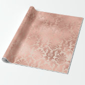 Metallic roze Rose Gold Powder Royal Blush Damask Cadeaupapier (Uitgerold)
