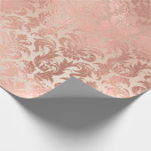 Metallic roze Rose Gold Powder Royal Blush Damask Cadeaupapier (Hoek)