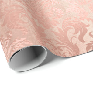 Metallic roze Rose Gold Powder Royal Blush Damask Cadeaupapier